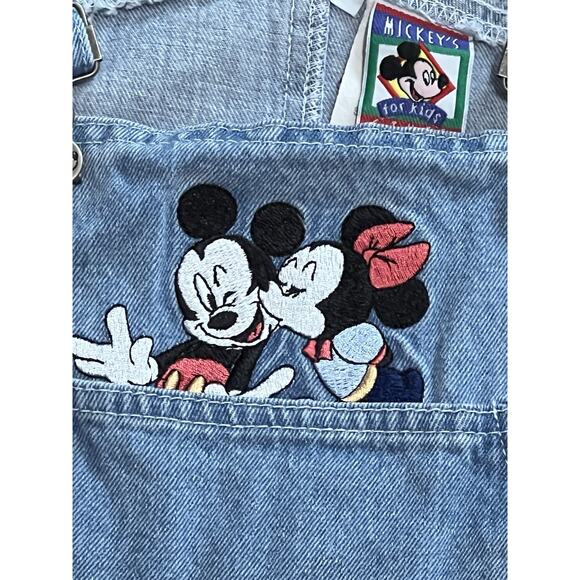 Mickey's Stuff Disney Jerry Leigh Denim Overall Floral Dress Girls M Made in USA - Picture 2 of 7